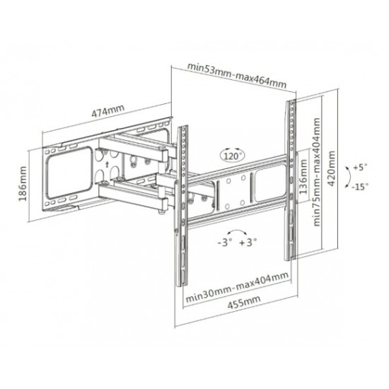Audizio FMB60 universele tv beugel draaibaar voor 32 - 65 inch tv's